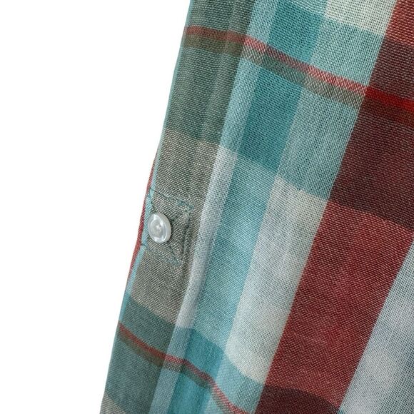 Tribal Brand Large Button Flannel Shirt Plaid Long Sleeve Roll Tabs Womens - Picture 13 of 16